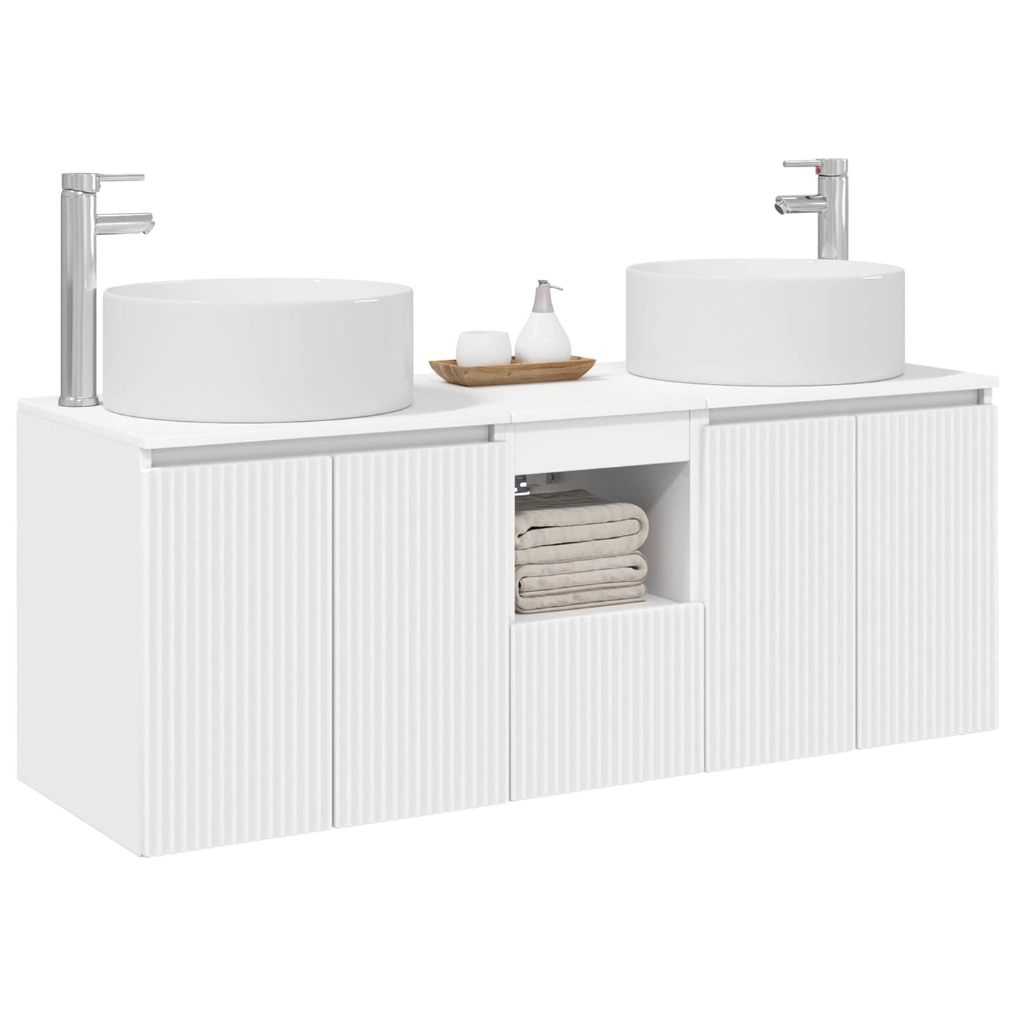 Badkamerkastenset 3 st Wit 49,5 x 44,5 x 65,5 cm Bewerkt hout