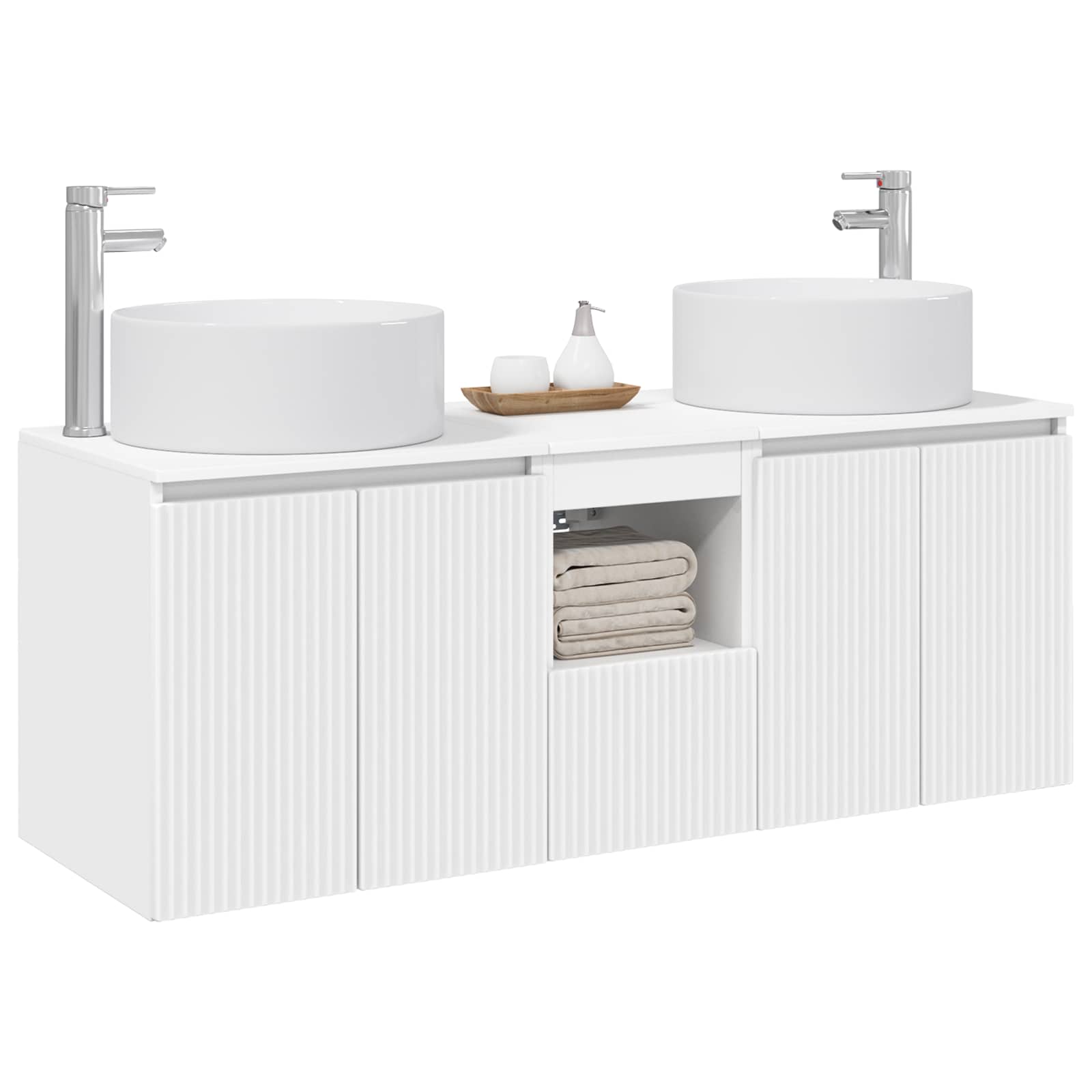 Badkamerkastenset 3 st Wit 49,5 x 44,5 x 65,5 cm Bewerkt hout