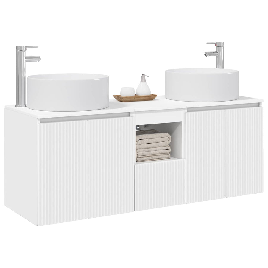 Badkamerkastenset 3 st Wit 49,5 x 44,5 x 65,5 cm Bewerkt hout