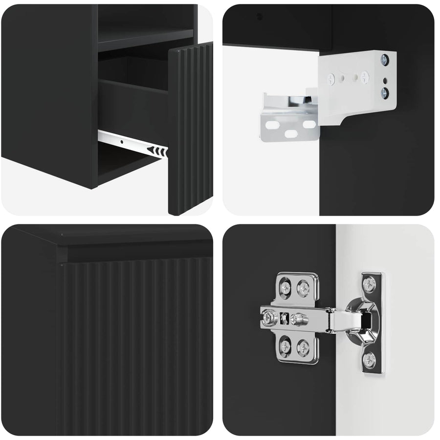Badkamerkastenset 3 st Zwart 49,5 x 44,5 x 65,5 cm Bewerkt hout