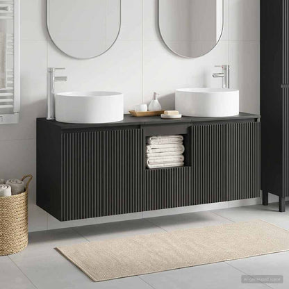 Badkamerkastenset 3 st Zwart 49,5 x 44,5 x 65,5 cm Bewerkt hout