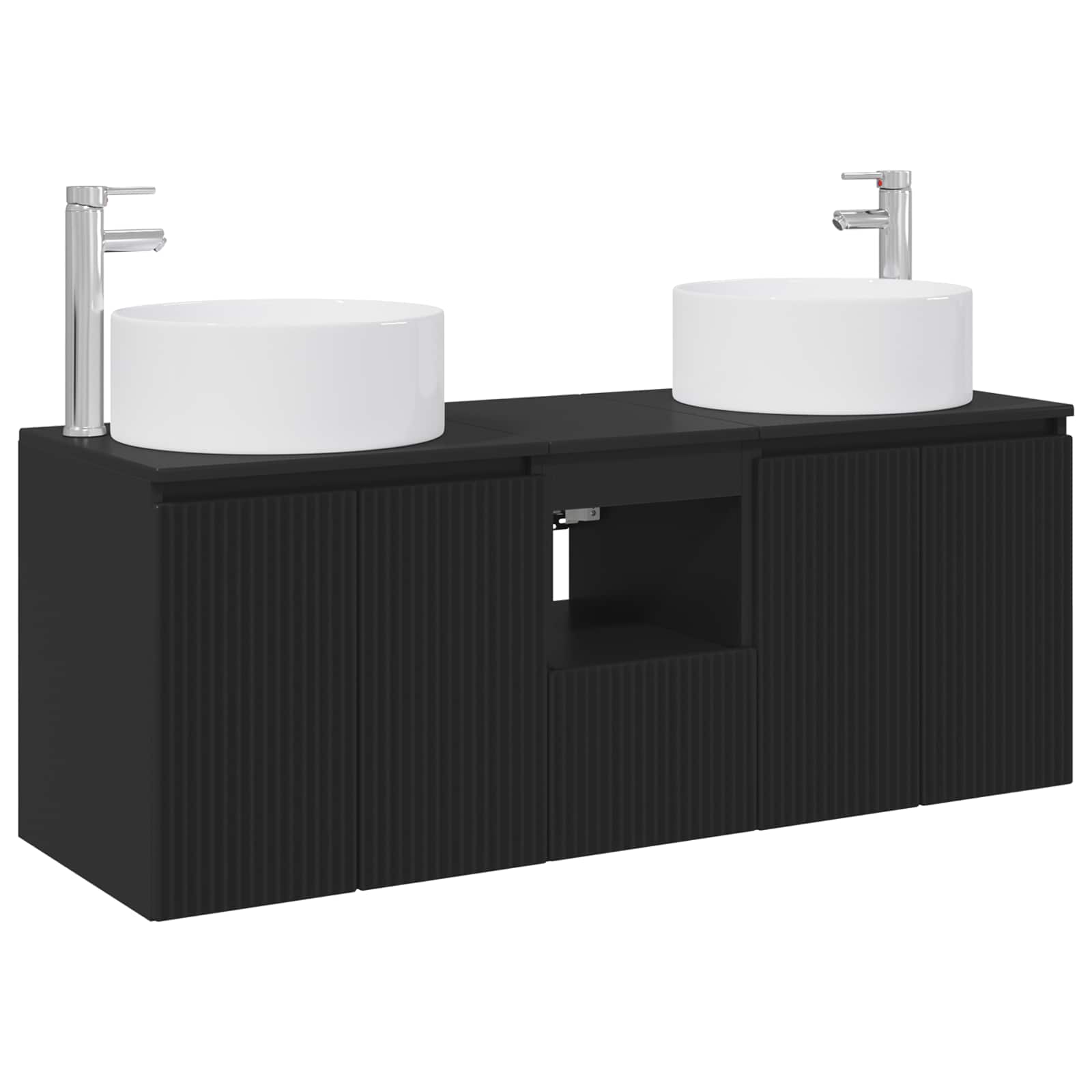 Badkamerkastenset 3 st Zwart 49,5 x 44,5 x 65,5 cm Bewerkt hout