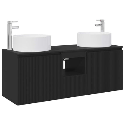 Badkamerkastenset 3 st Zwart 49,5 x 44,5 x 65,5 cm Bewerkt hout