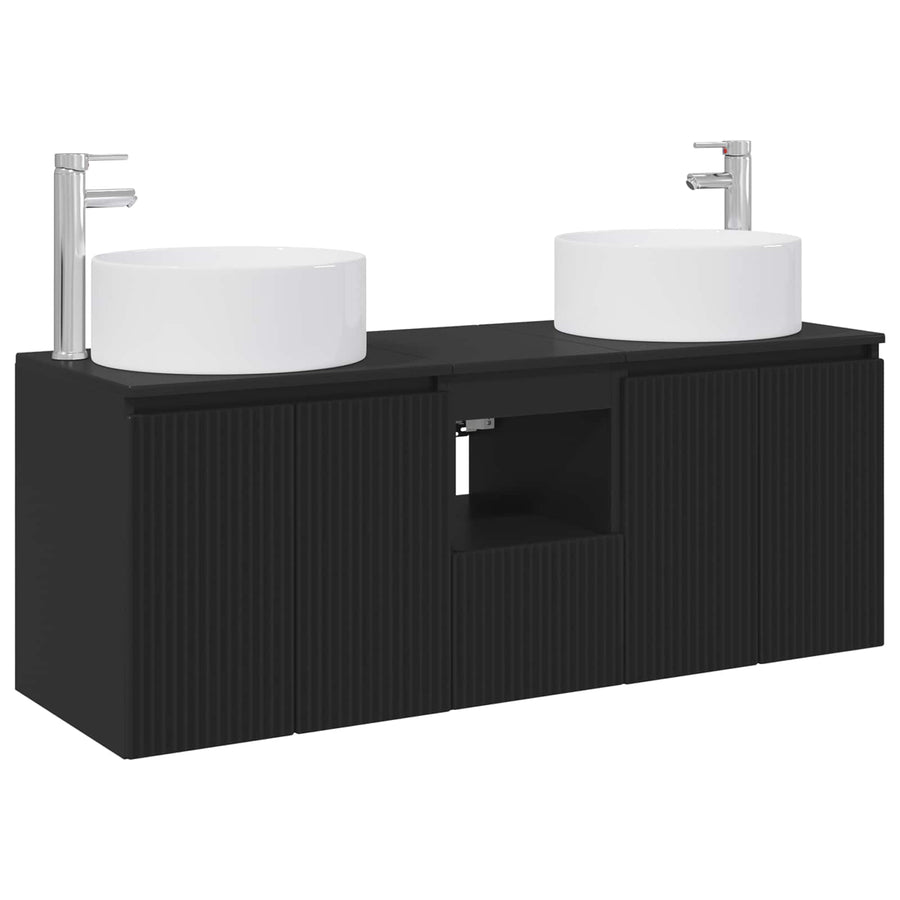 Badkamerkastenset 3 st Zwart 49,5 x 44,5 x 65,5 cm Bewerkt hout