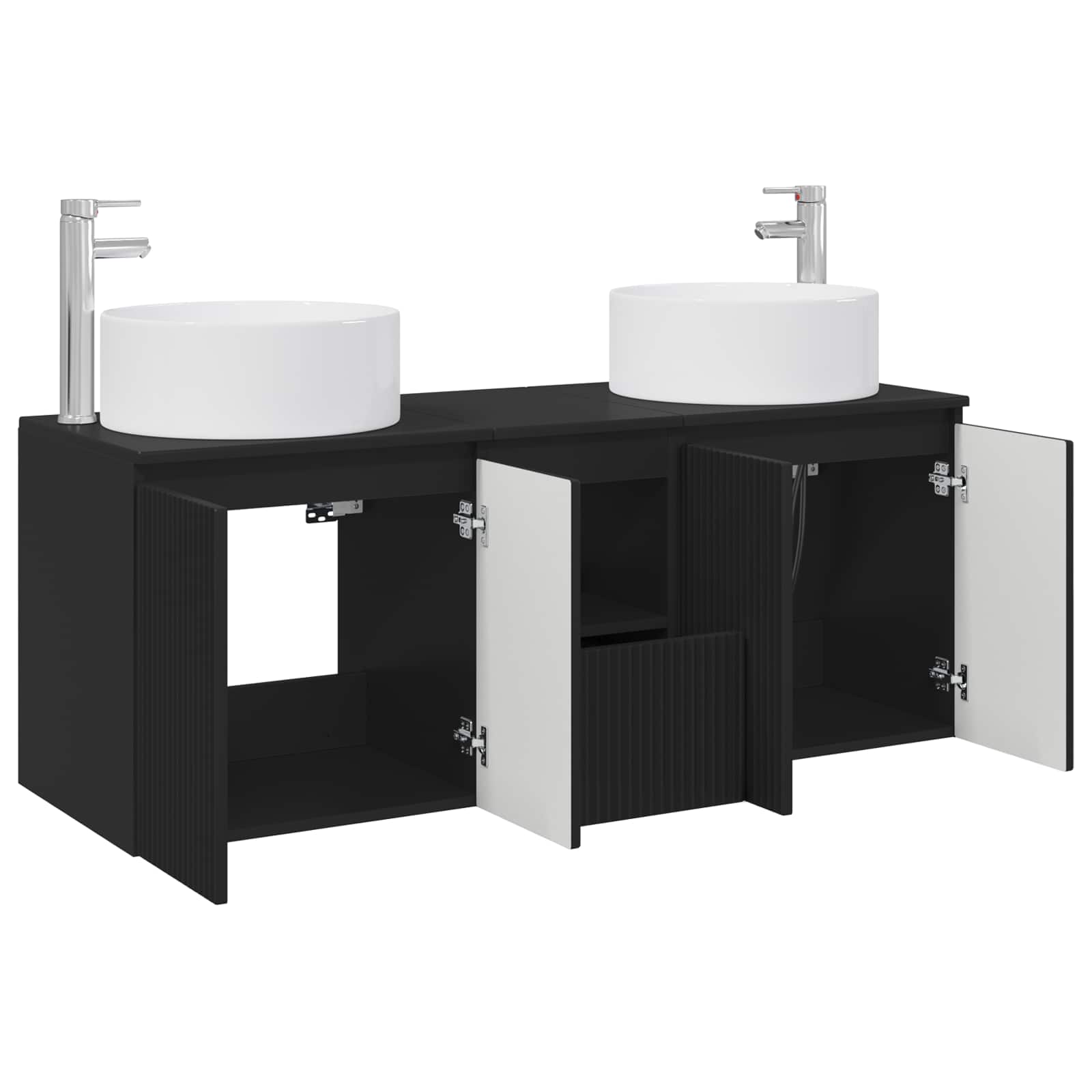 Badkamerkastenset 3 st Zwart 49,5 x 44,5 x 65,5 cm Bewerkt hout