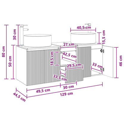 Badkamerkastenset 3 st Zwart 49,5 x 44,5 x 65,5 cm Bewerkt hout