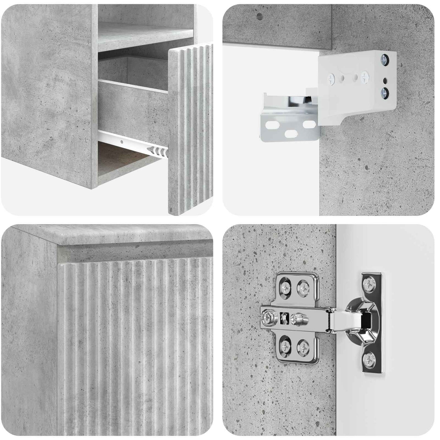 Badkamerkastenset 3 st Betongrijs 49,5 x 44,5 x 65,5 cm