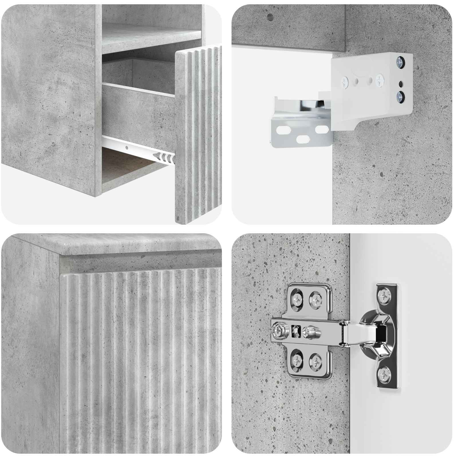 Badkamerkastenset 3 st Betongrijs 49,5 x 44,5 x 65,5 cm