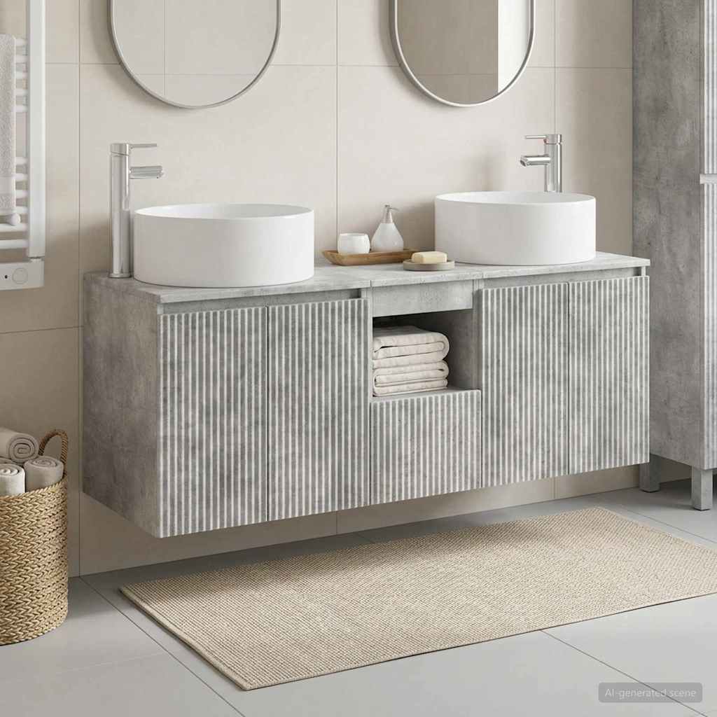 Badkamerkastenset 3 st Betongrijs 49,5 x 44,5 x 65,5 cm