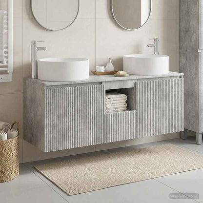 Badkamerkastenset 3 st Betongrijs 49,5 x 44,5 x 65,5 cm
