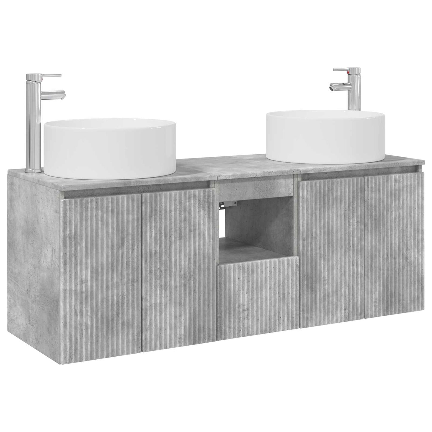 Badkamerkastenset 3 st Betongrijs 49,5 x 44,5 x 65,5 cm