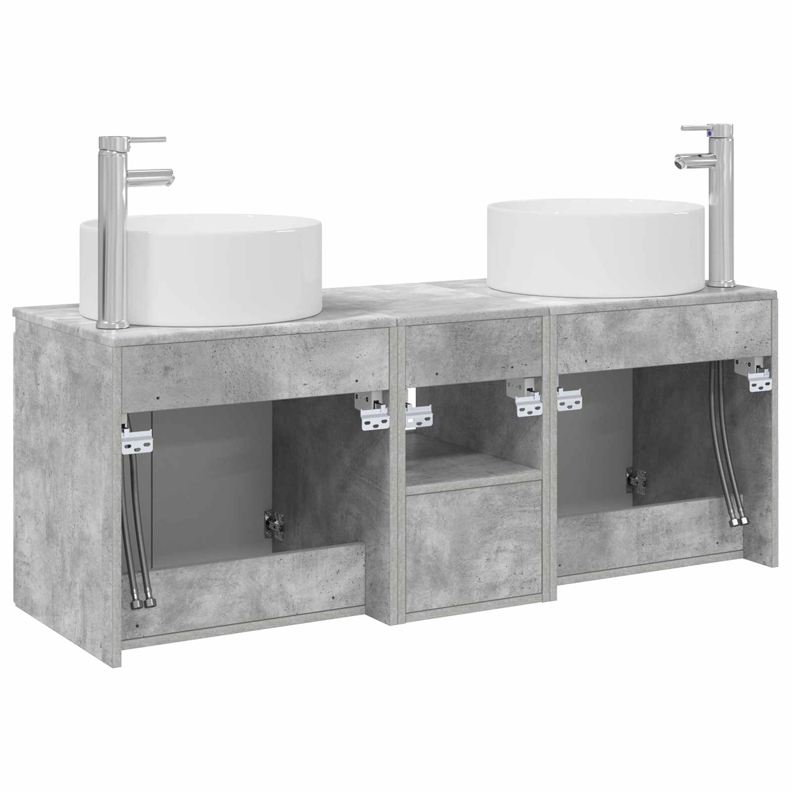 Badkamerkastenset 3 st Betongrijs 49,5 x 44,5 x 65,5 cm