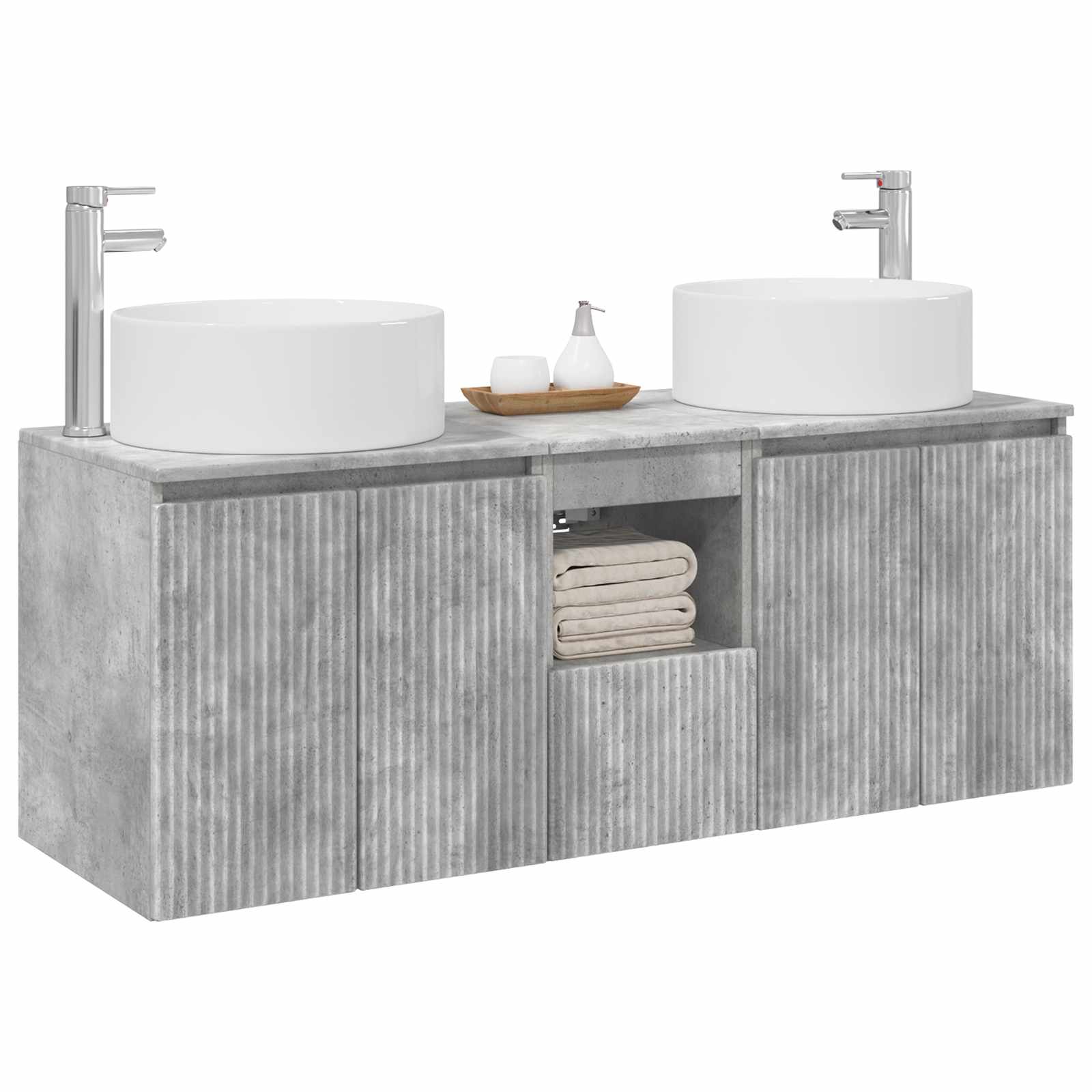 Badkamerkastenset 3 st Betongrijs 49,5 x 44,5 x 65,5 cm