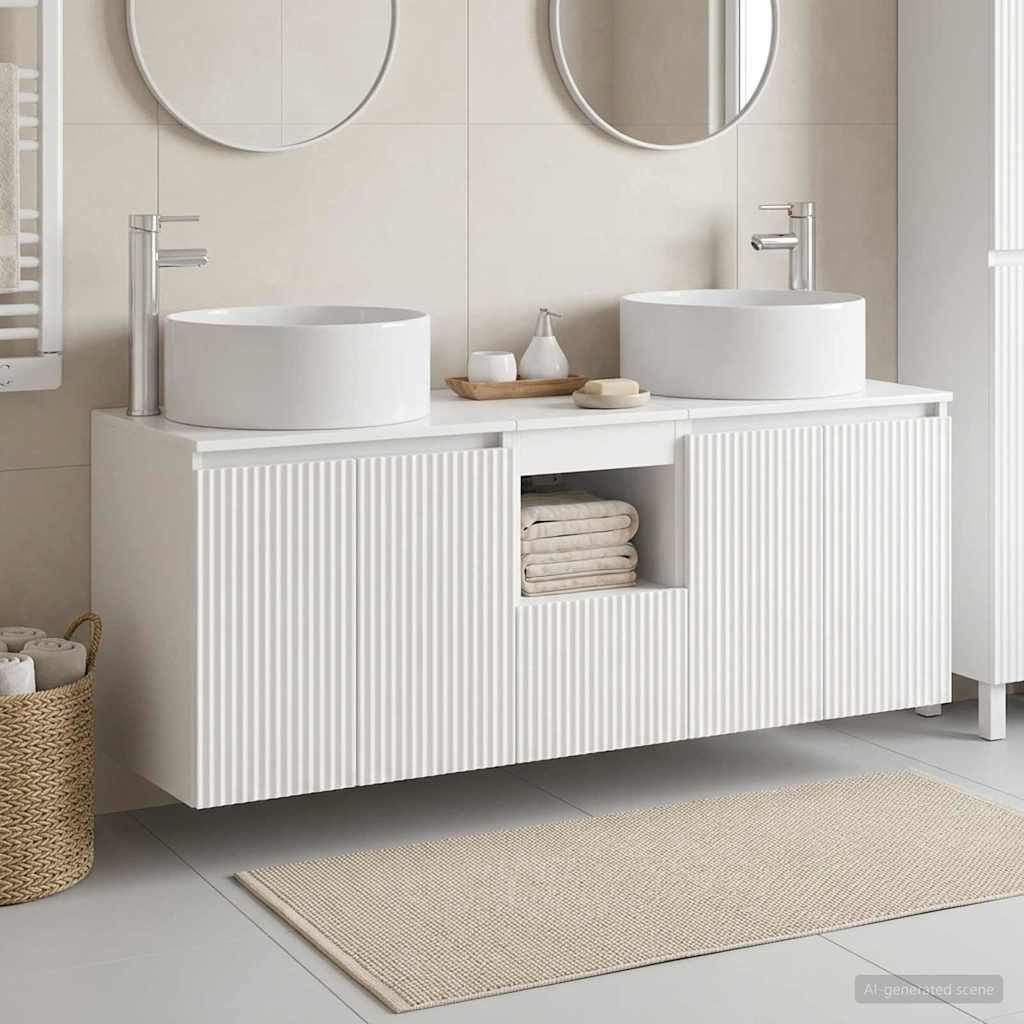 Badkamerkastenset 3 st Hoogglans Wit 49,5 x 44,5 x 65,5 cm