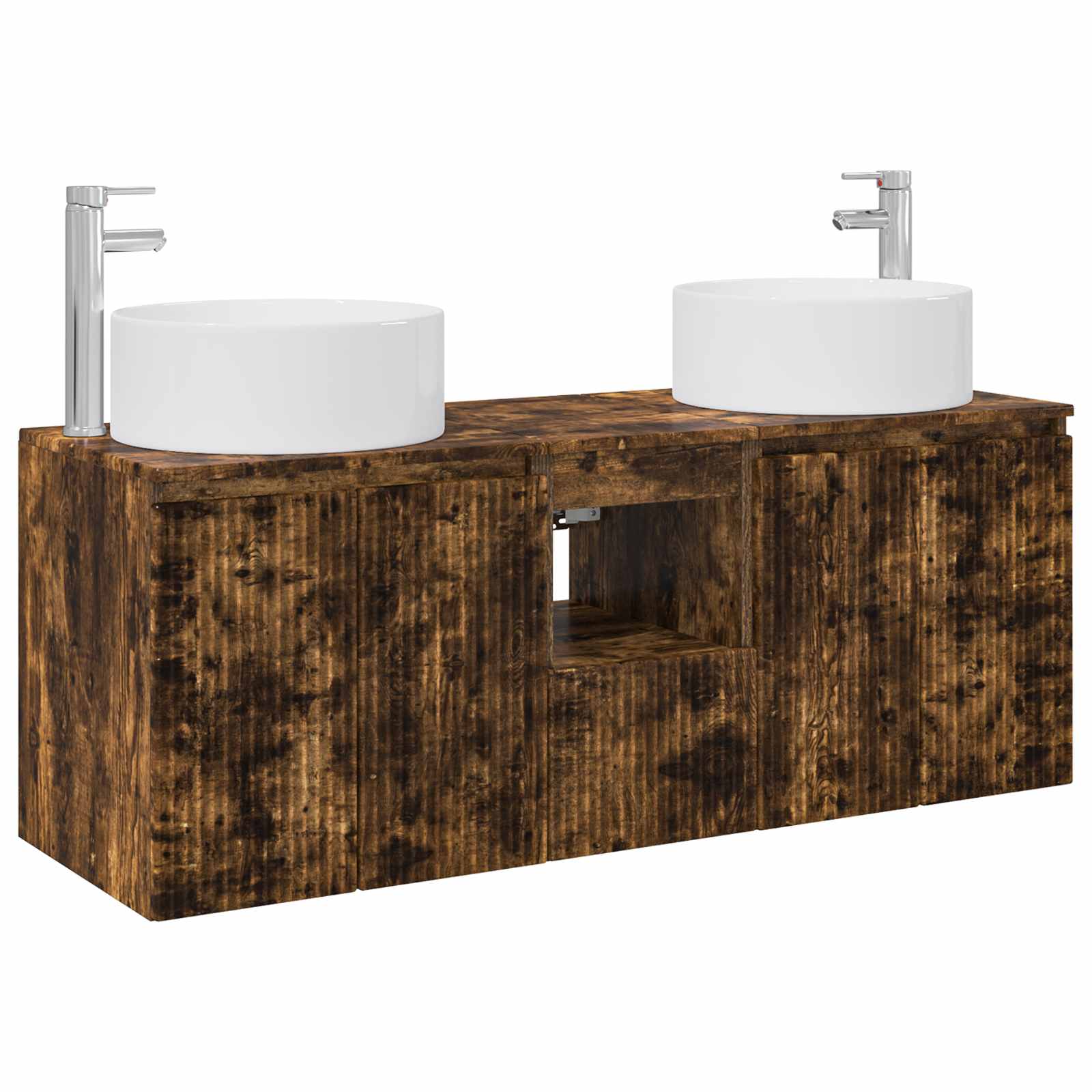 Badkamerkastenset 3 st Gerookt eiken 49,5 x 44,5 x 65,5 cm