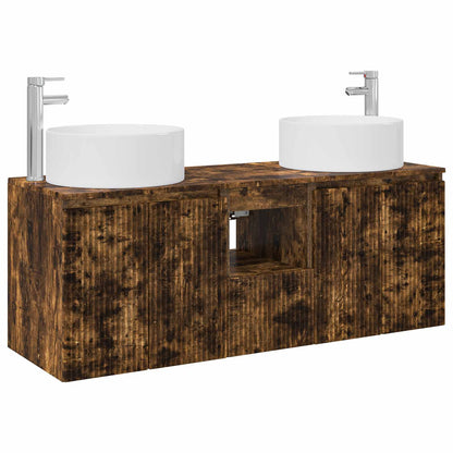 Badkamerkastenset 3 st Gerookt eiken 49,5 x 44,5 x 65,5 cm