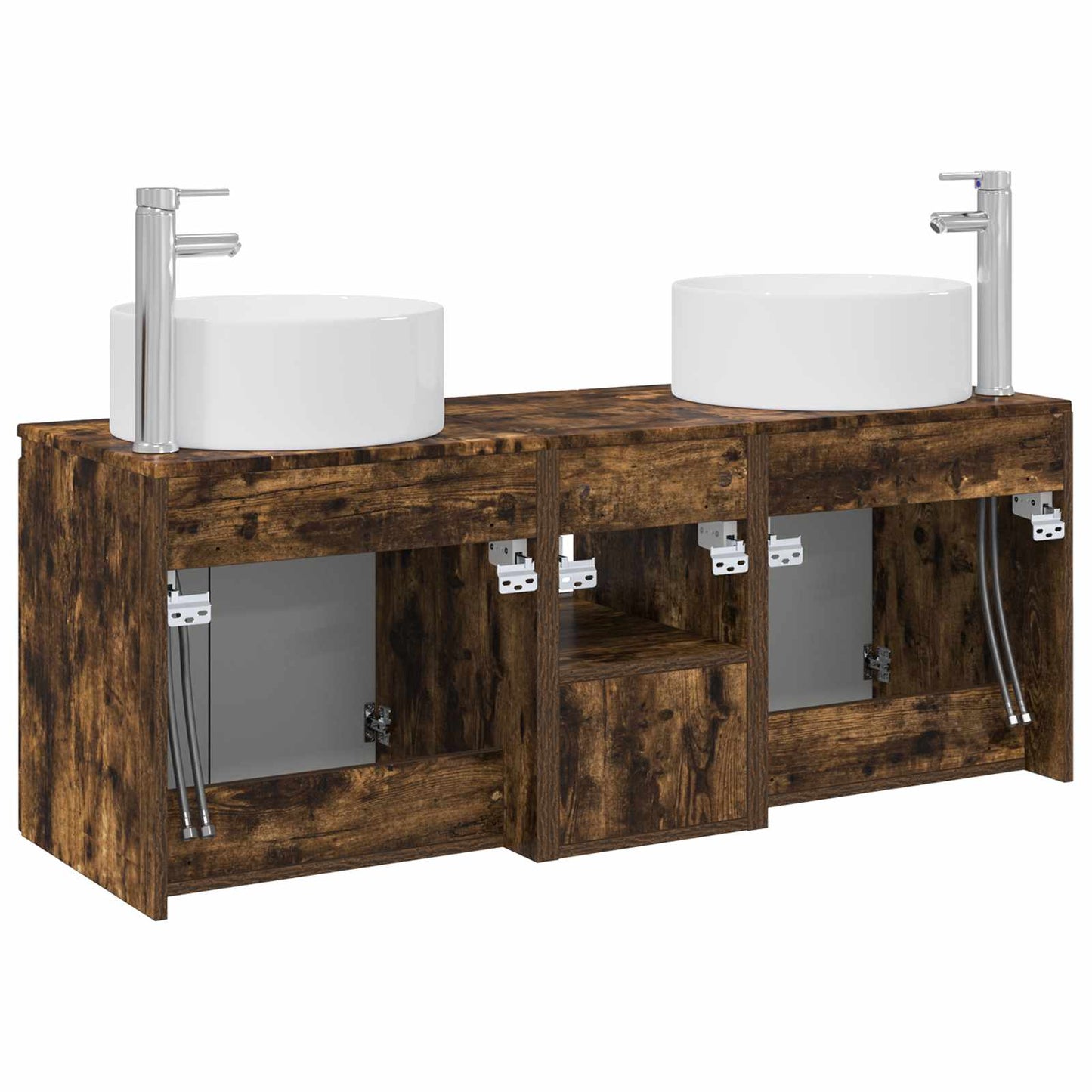 Badkamerkastenset 3 st Gerookt eiken 49,5 x 44,5 x 65,5 cm