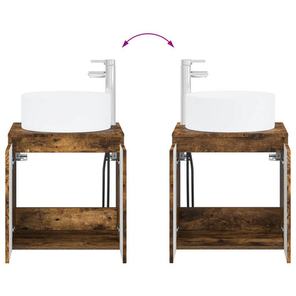 Badkamerkastenset 3 st Gerookt eiken 49,5 x 44,5 x 65,5 cm