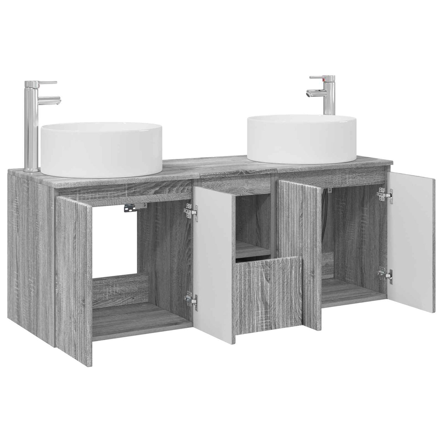 Badkamerkastenset 3 st Grijs Sonoma 49,5 x 44,5 x 65,5 cm