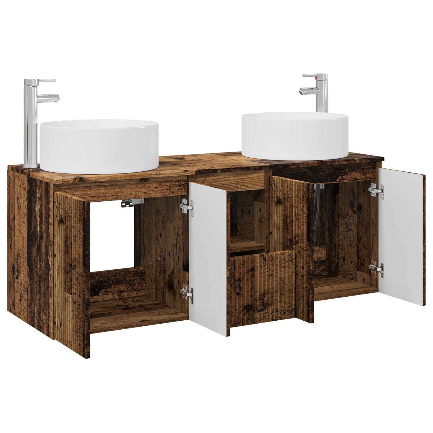 Badkamerkastenset 3 st Oud hout 49,5 x 44,5 x 65,5 cm