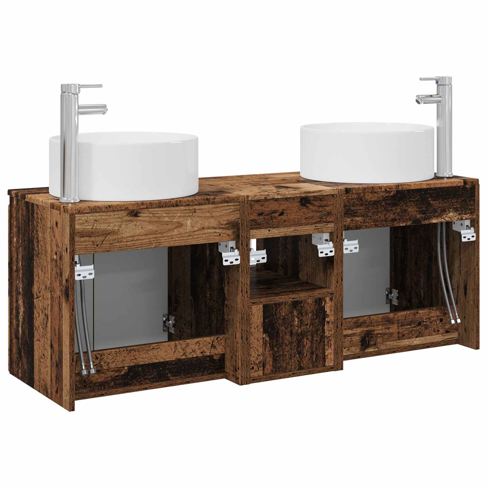 Badkamerkastenset 3 st Oud hout 49,5 x 44,5 x 65,5 cm