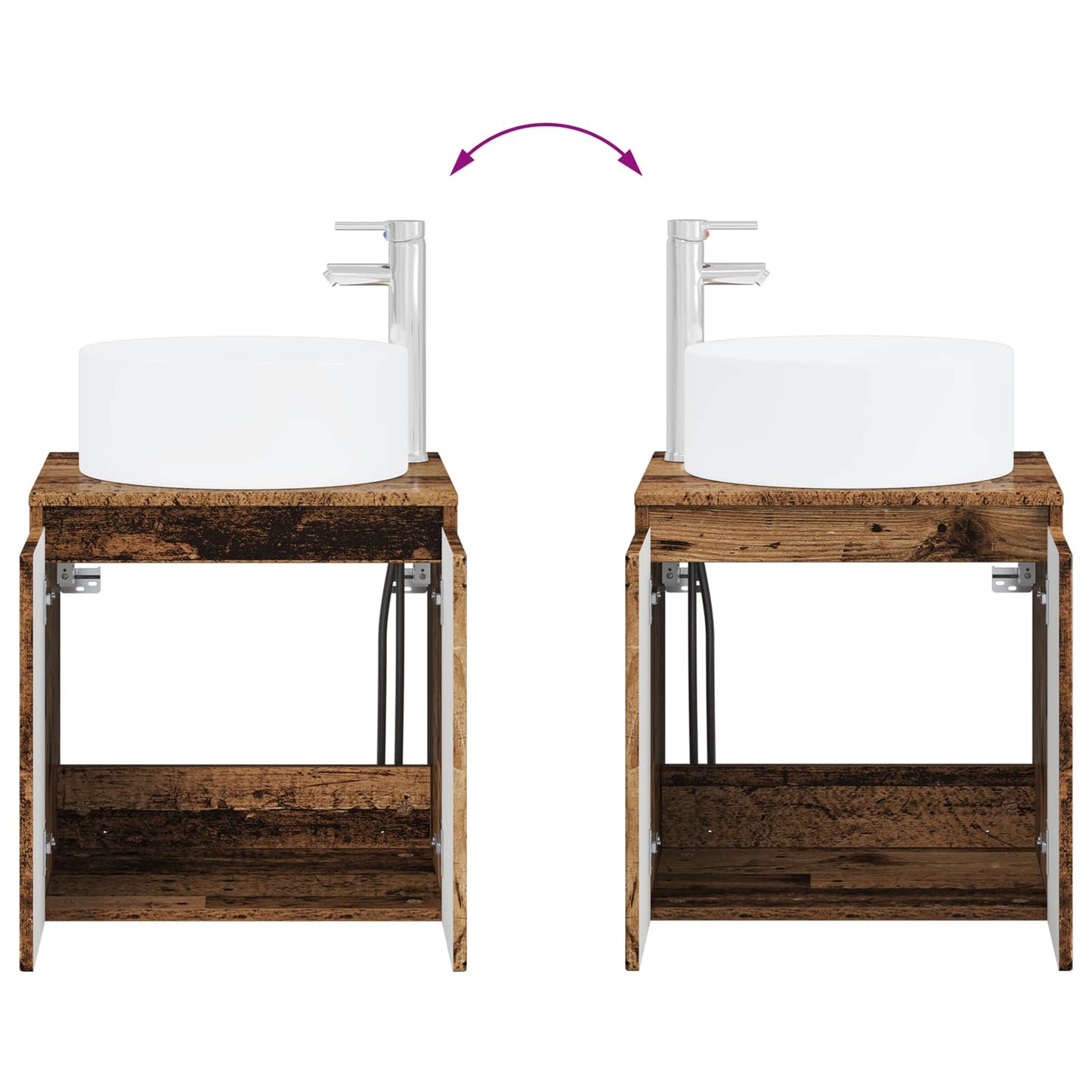 Badkamerkastenset 3 st Oud hout 49,5 x 44,5 x 65,5 cm