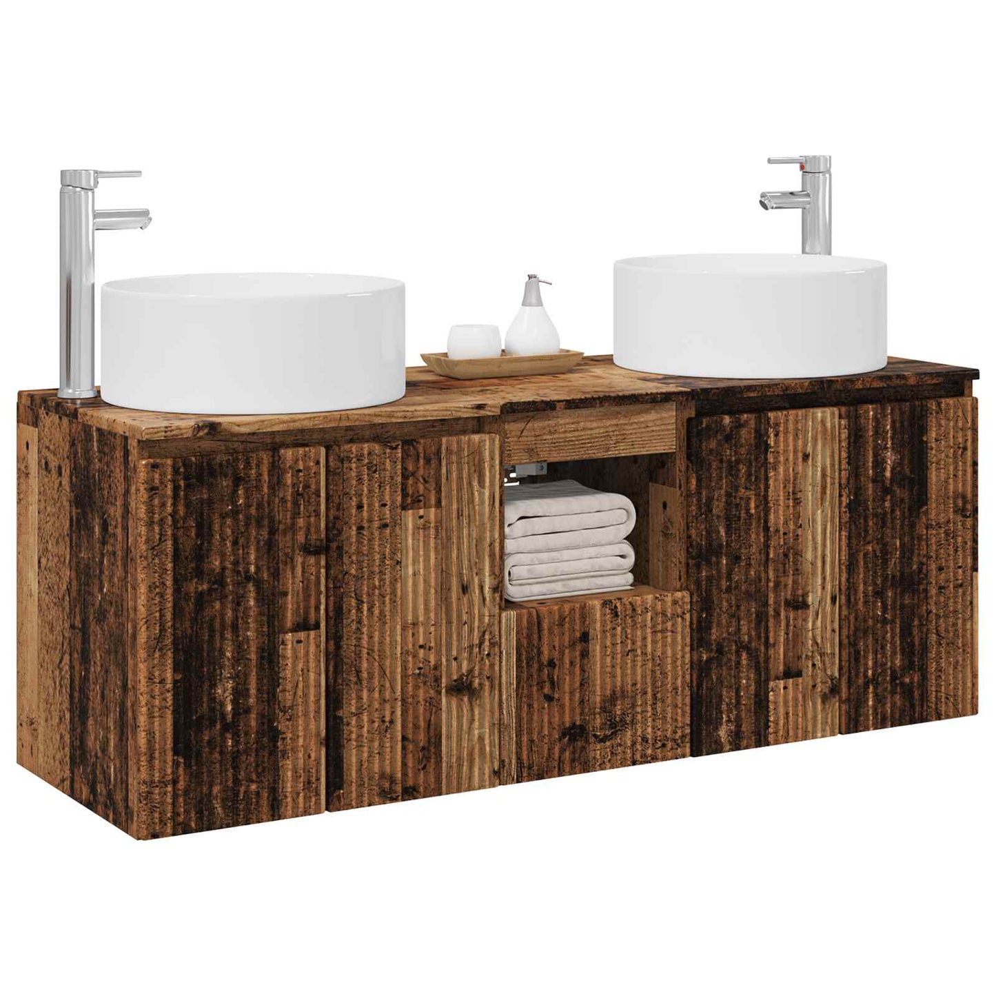 Badkamerkastenset 3 st Oud hout 49,5 x 44,5 x 65,5 cm