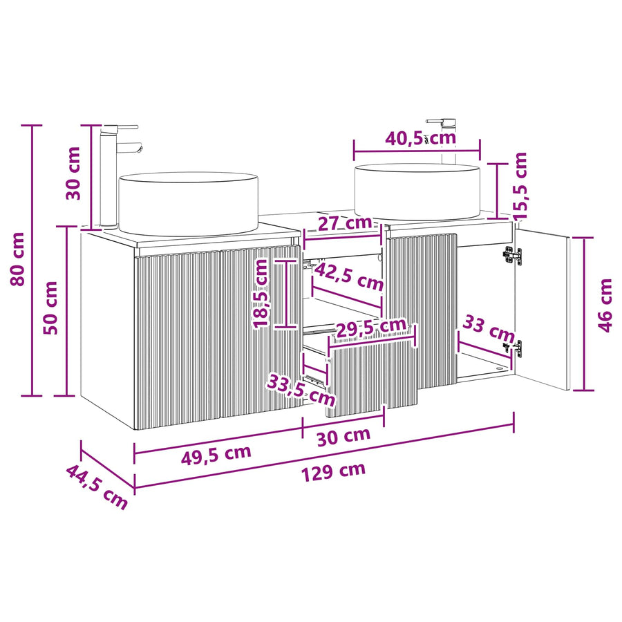 Badkamerkastenset 3 st Oud hout 49,5 x 44,5 x 65,5 cm