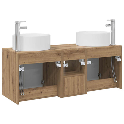 Badkamerkastenset 3 st Artisanaal eiken 49,5 x 44,5 x 65,5 cm