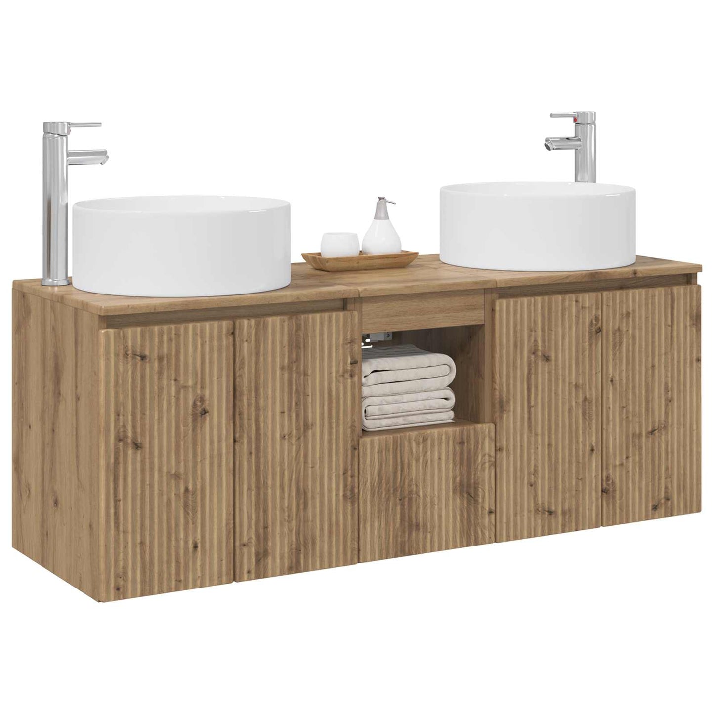 Badkamerkastenset 3 st Artisanaal eiken 49,5 x 44,5 x 65,5 cm