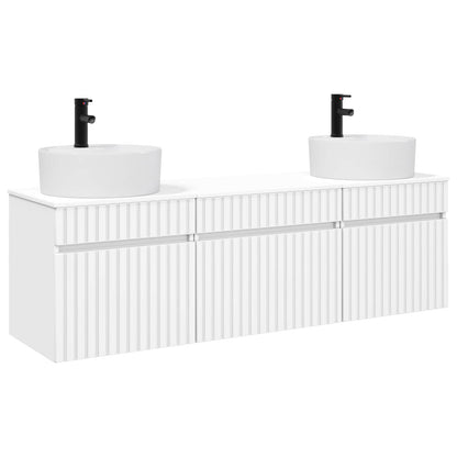 Badkamerkastenset 3 st Wit 49 x 44,5 x 65 cm Bewerkt hout