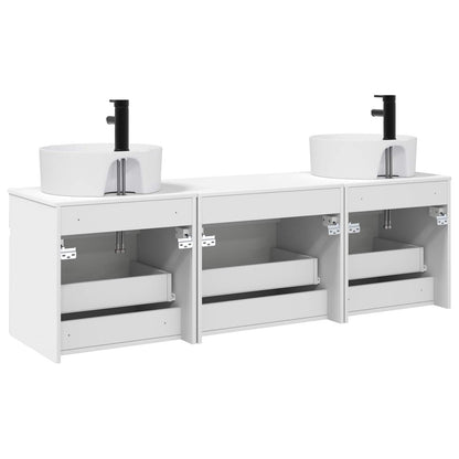 Badkamerkastenset 3 st Wit 49 x 44,5 x 65 cm Bewerkt hout
