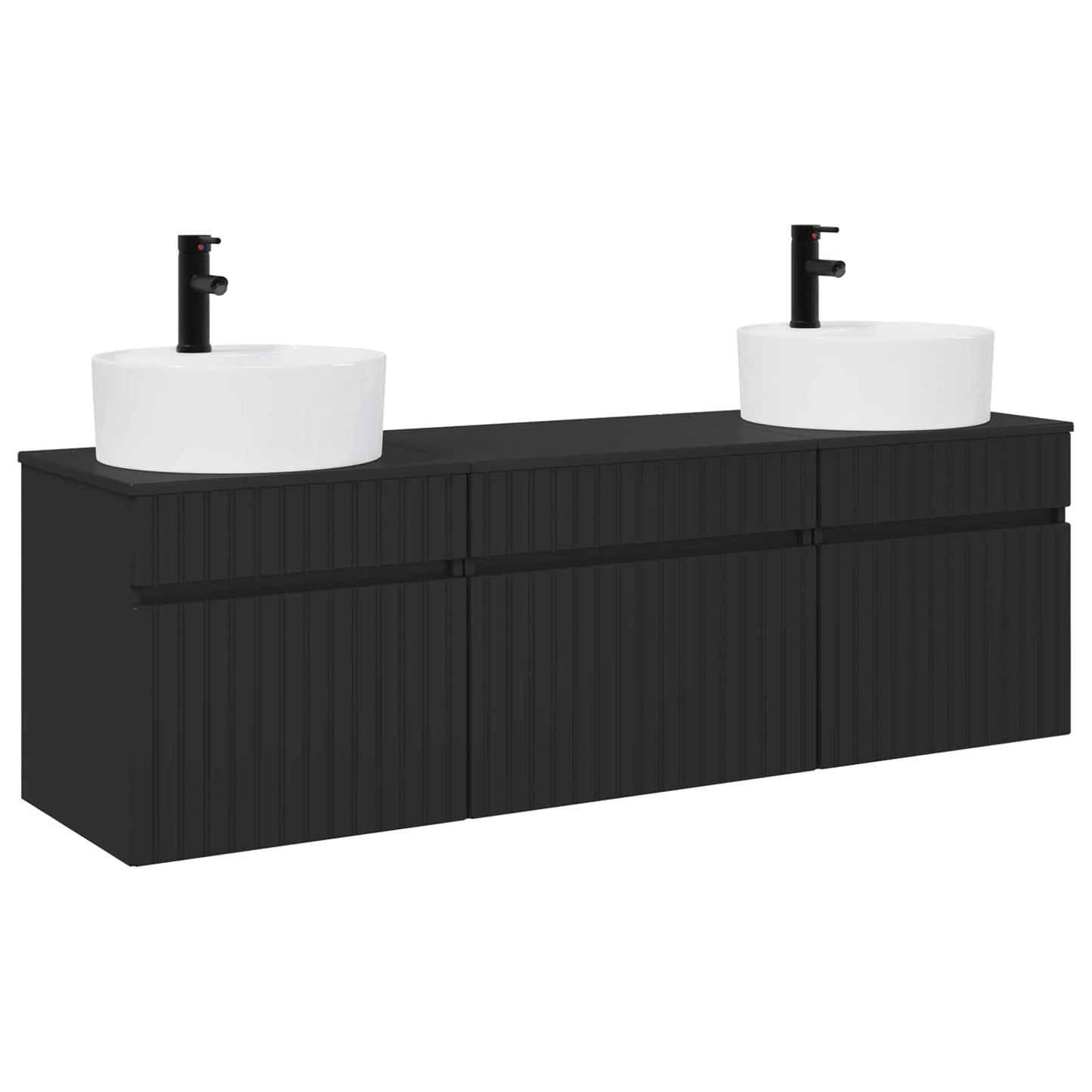 Badkamerkastenset 3 st Zwart 49 x 44,5 x 65 cm Bewerkt hout