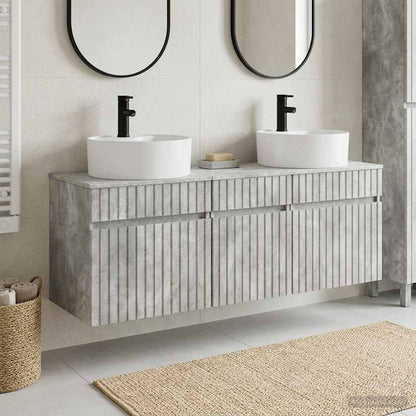 Badkamerkastenset 3 st Betongrijs 49 x 44,5 x 65 cm