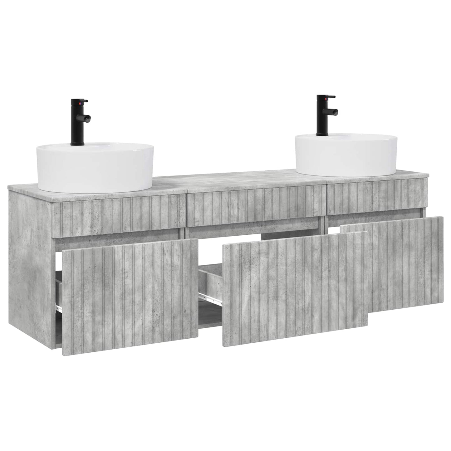 Badkamerkastenset 3 st Betongrijs 49 x 44,5 x 65 cm
