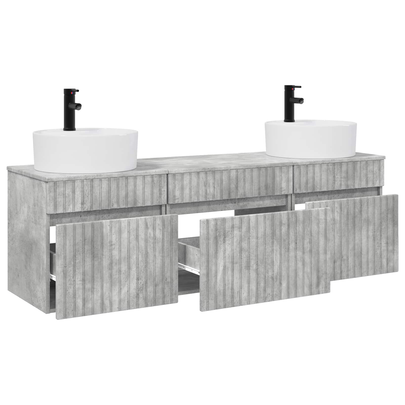 Badkamerkastenset 3 st Betongrijs 49 x 44,5 x 65 cm