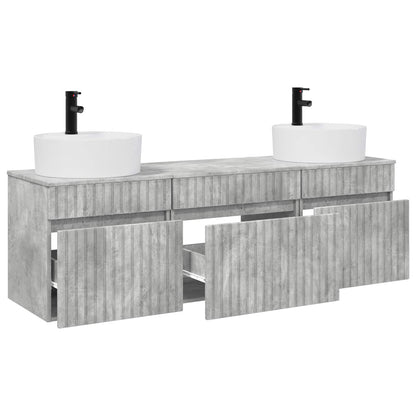 Badkamerkastenset 3 st Betongrijs 49 x 44,5 x 65 cm