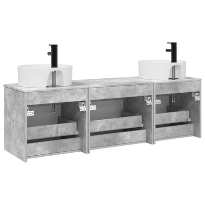 Badkamerkastenset 3 st Betongrijs 49 x 44,5 x 65 cm