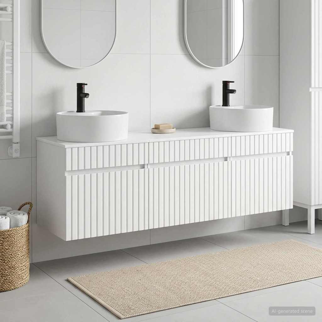 Badkamerkastenset 3 st Hoogglans Wit 49 x 44,5 x 65 cm