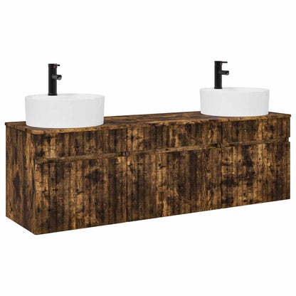Badkamerkastenset 3 st Gerookt eiken 49 x 44,5 x 65 cm
