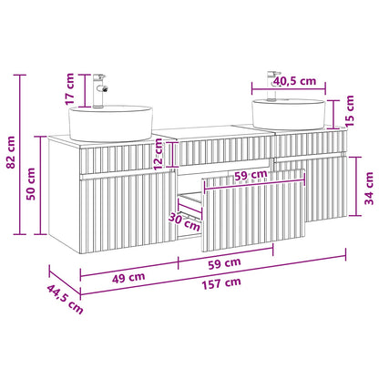 Badkamerkastenset 3 st Grijs Sonoma 49 x 44,5 x 65 cm