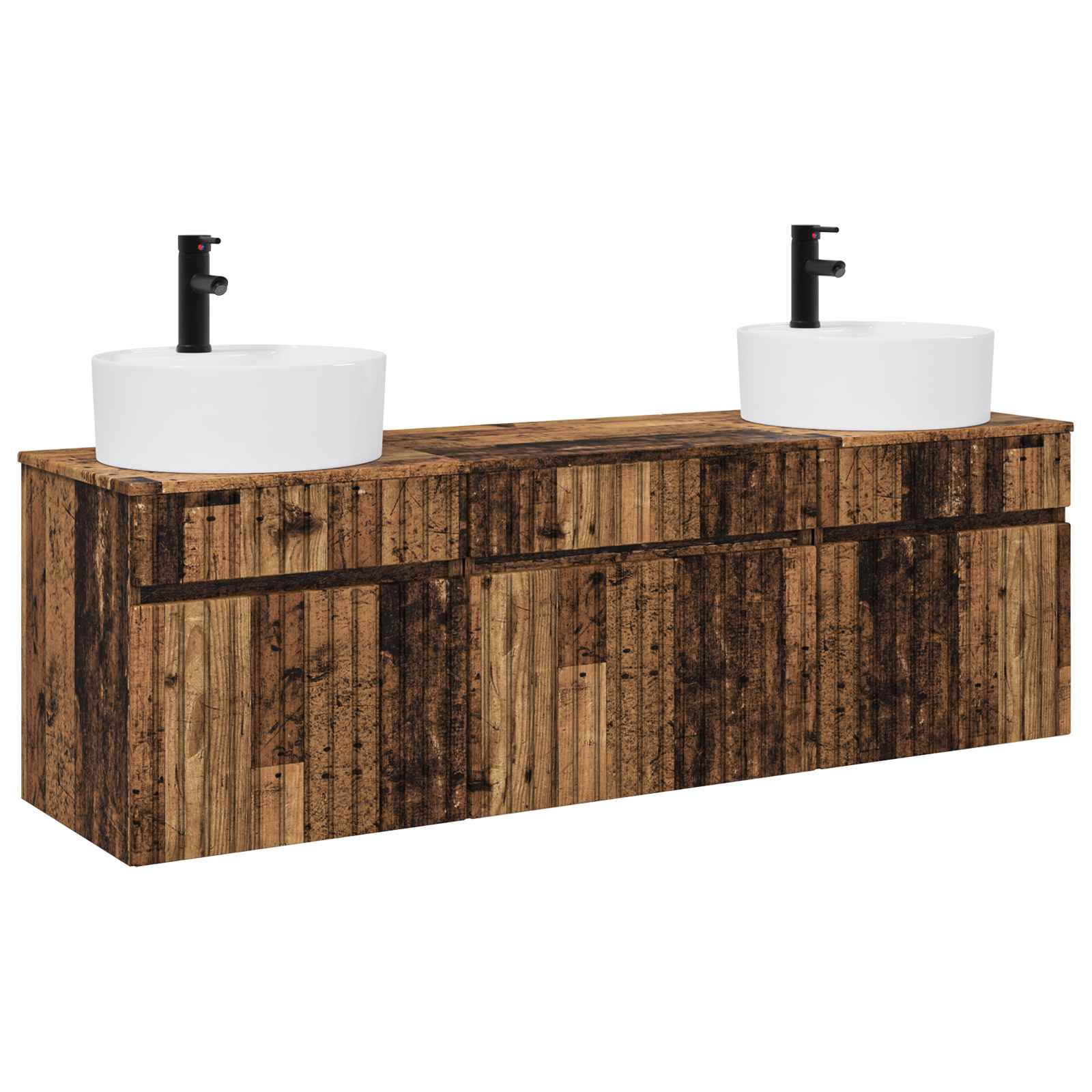 Badkamerkastenset 3 st Oud hout 49 x 44,5 x 65 cm Bewerkt hout