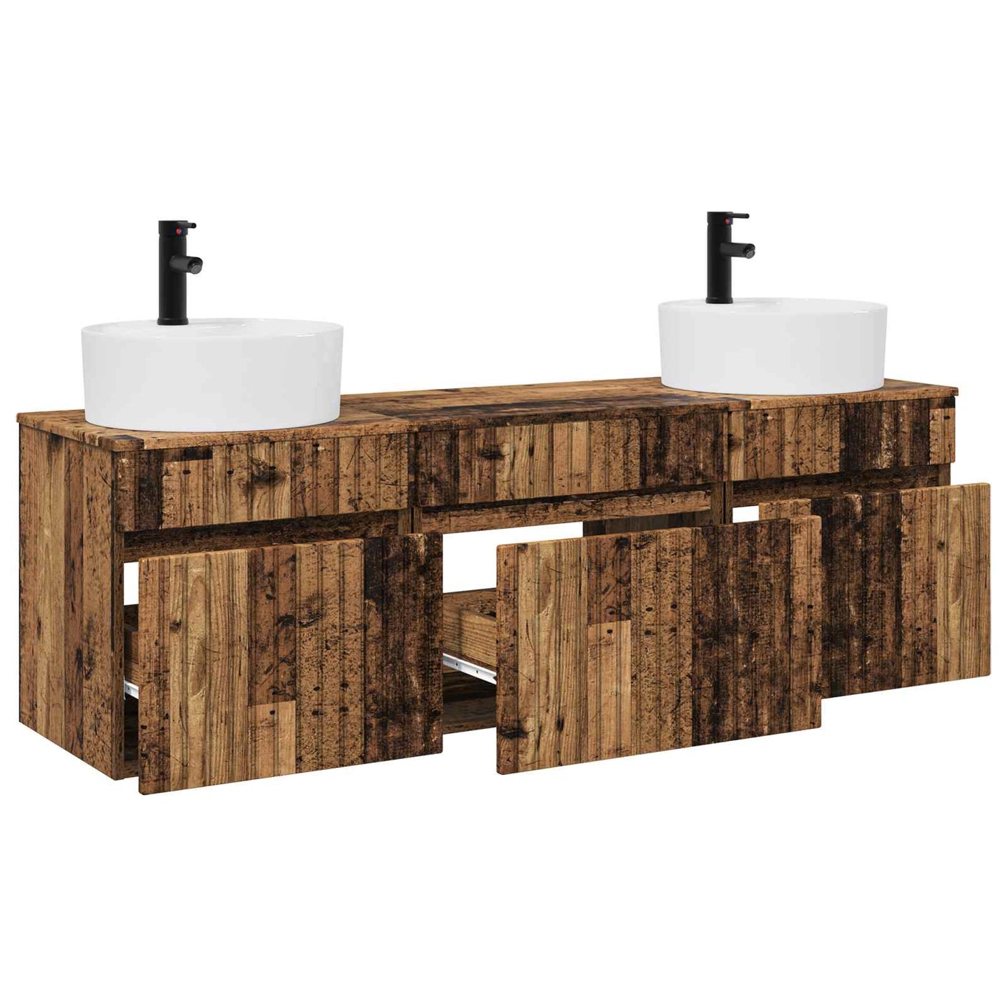 Badkamerkastenset 3 st Oud hout 49 x 44,5 x 65 cm Bewerkt hout