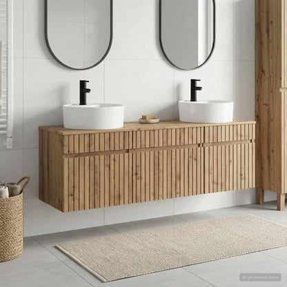 Badkamerkastenset 3 st Artisanaal eiken 49 x 44,5 x 65 cm