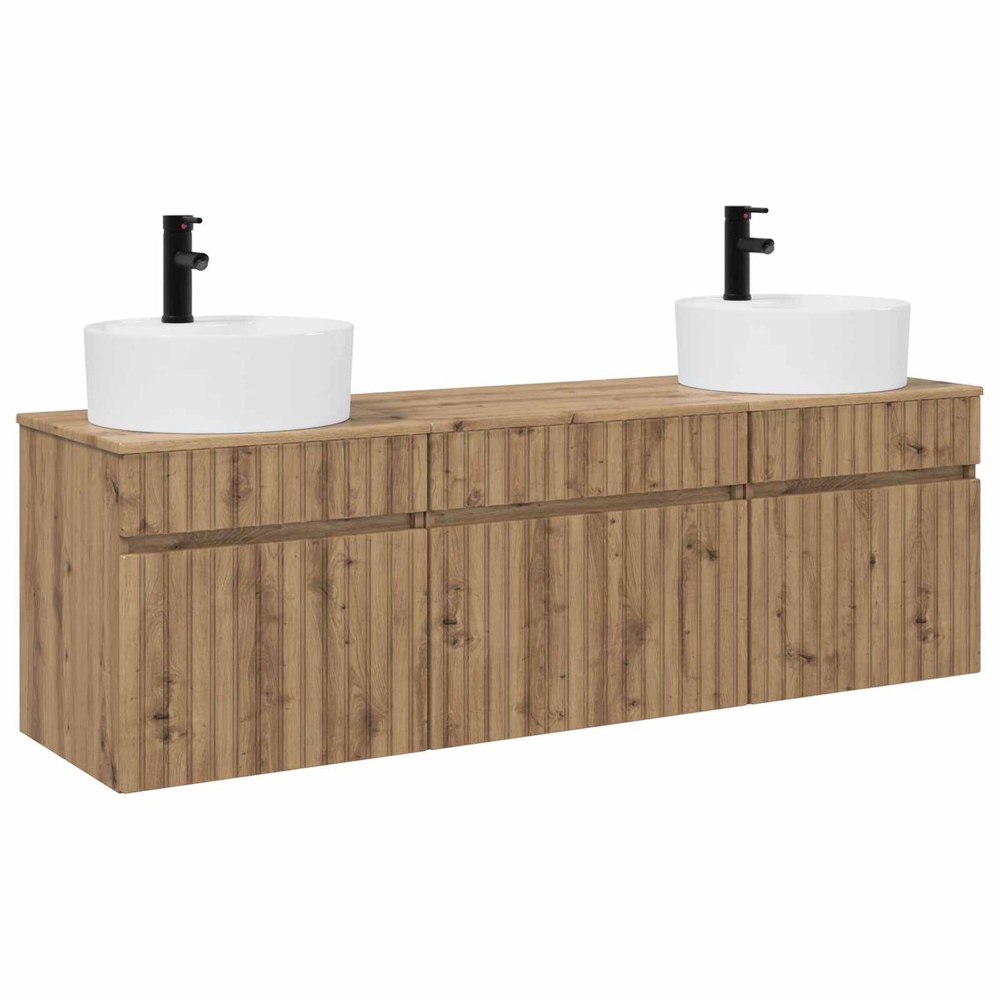 Badkamerkastenset 3 st Artisanaal eiken 49 x 44,5 x 65 cm