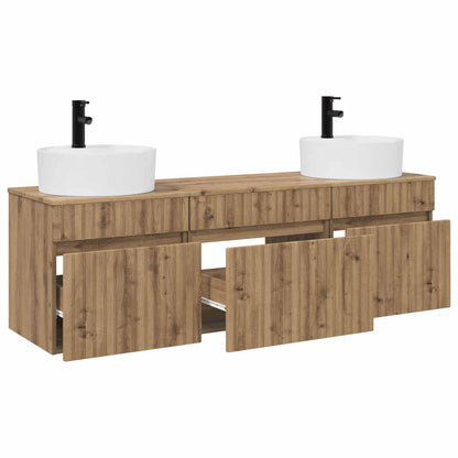 Badkamerkastenset 3 st Artisanaal eiken 49 x 44,5 x 65 cm