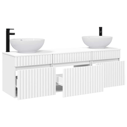Badkamerkastenset 3 st Wit 49 x 44,5 x 66,5 cm Bewerkt hout