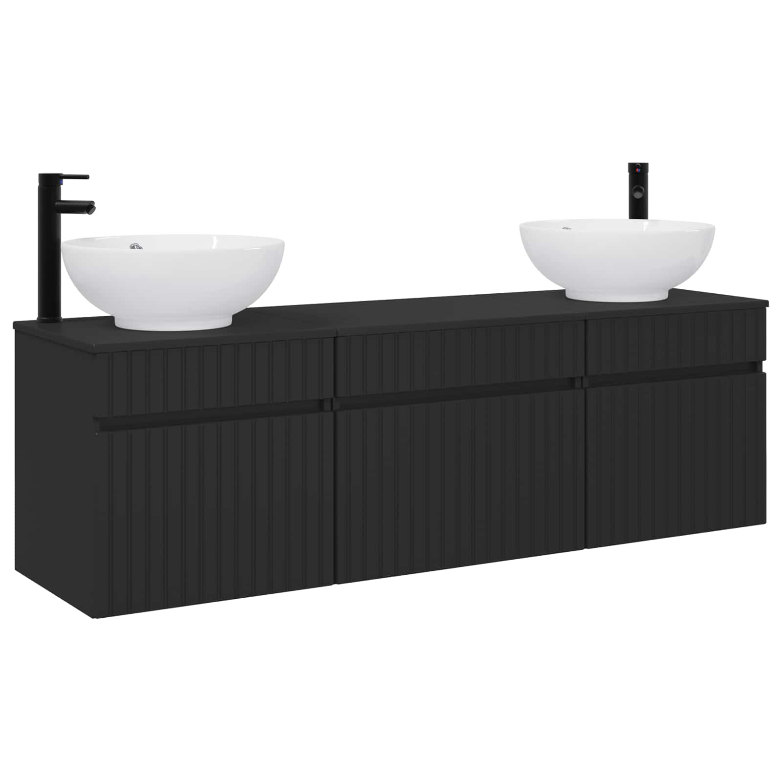 Badkamerkastenset 3 st Zwart 49 x 44,5 x 66,5 cm Bewerkt hout