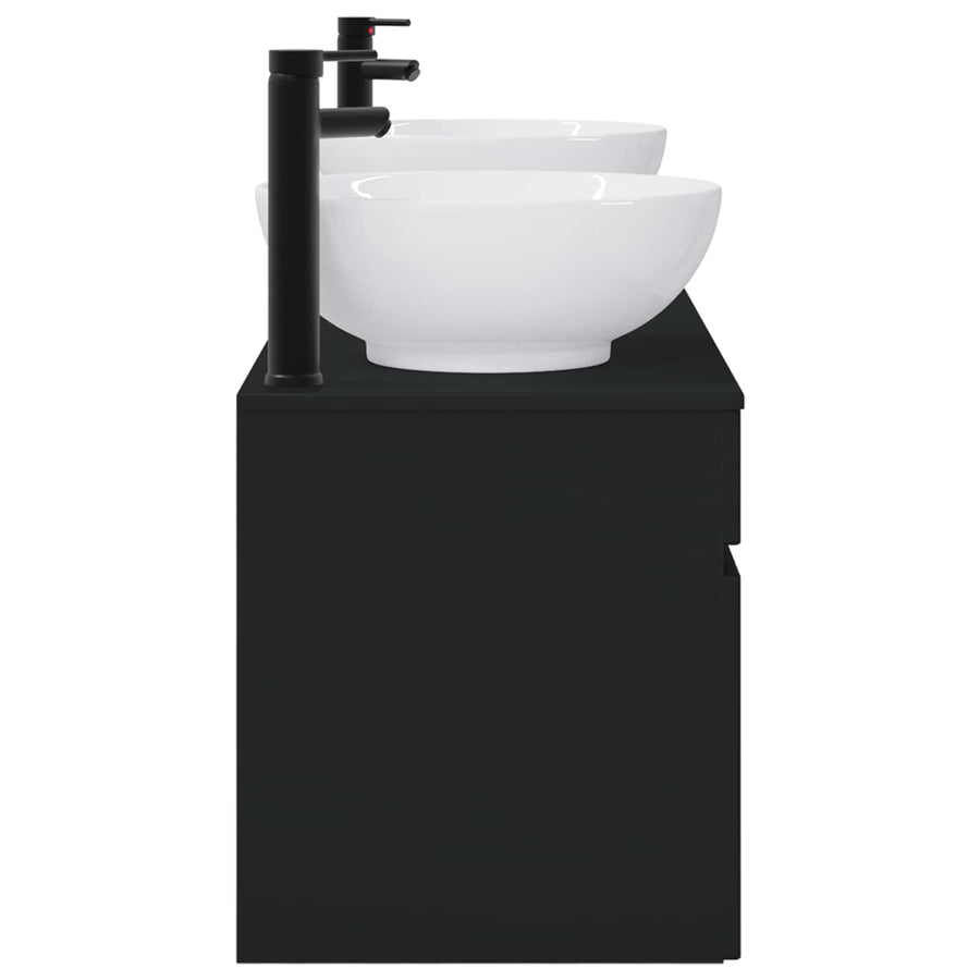 Badkamerkastenset 3 st Zwart 49 x 44,5 x 66,5 cm Bewerkt hout