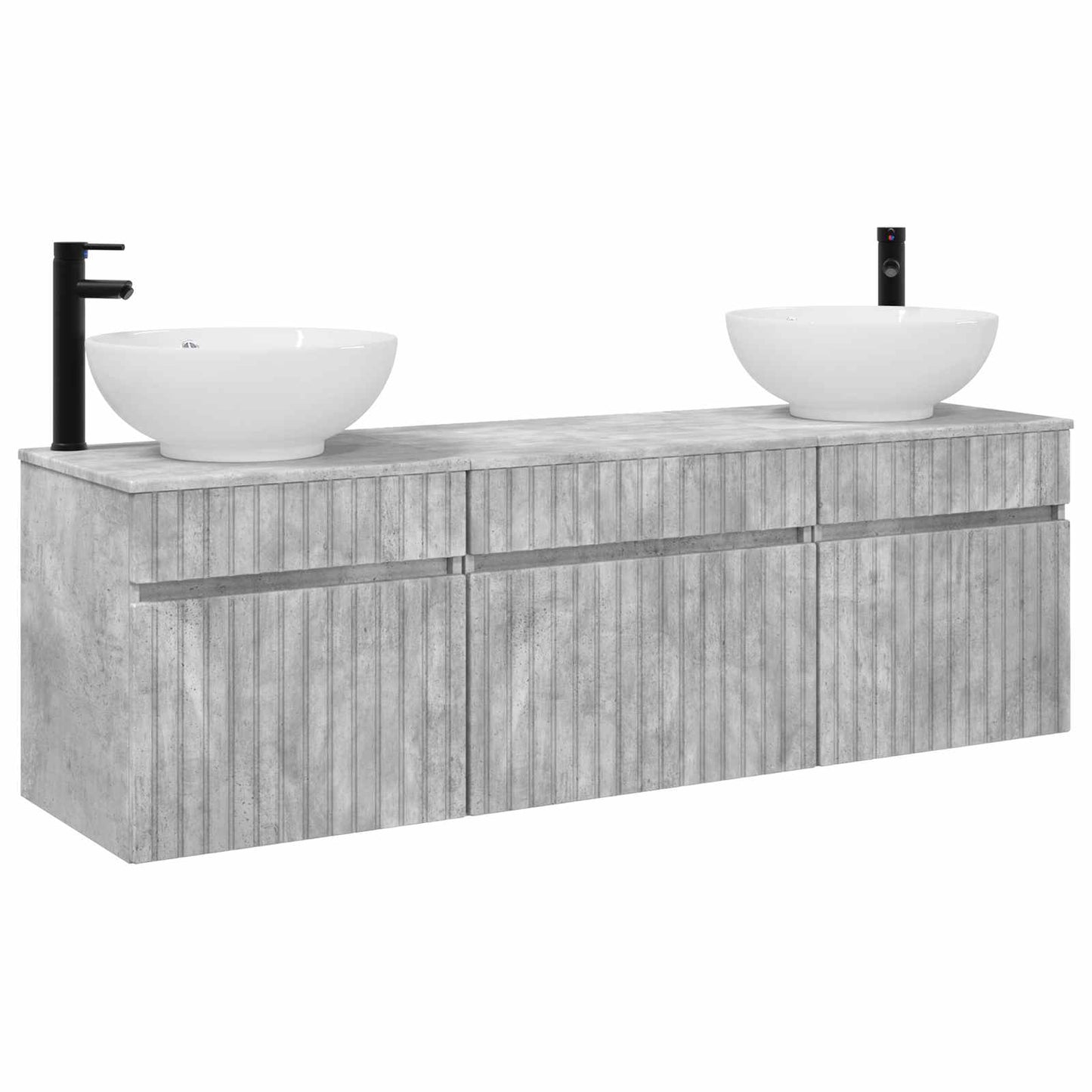 Badkamerkastenset 3 st Betongrijs 49 x 44,5 x 66,5 cm
